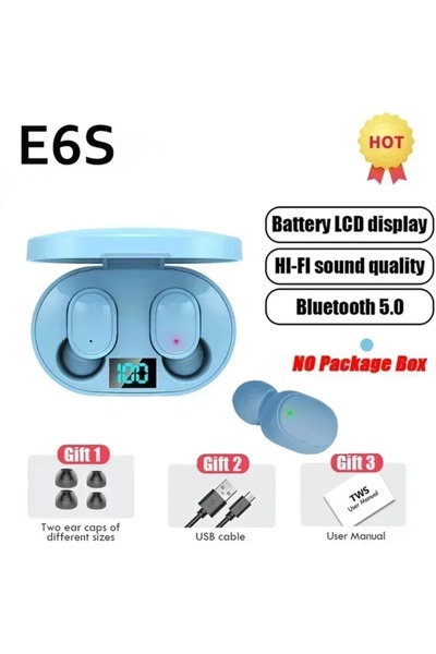 choice2 سماعات بلوتوث لاسلكية زرقاء TWS E6S Fone، مزودة بخاصية إلغاء الضوضاء ...