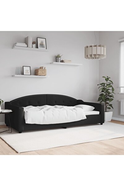 Concept Cadru de pat, negru, 100 x 200 cm, material textil