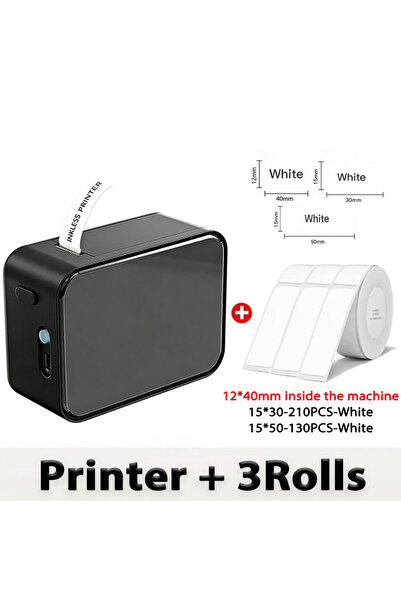 Choice1 حبر طابعة ملصقات ماركلايف P15 صغيرة محمولة، أسود، أضف 3 لفات من الحبر...