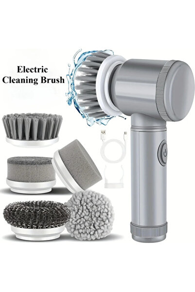 Choice6 فرشاة تنظيف كهربائية متعددة الوظائف رمادية اللون للمطبخ والحمام - فرش...