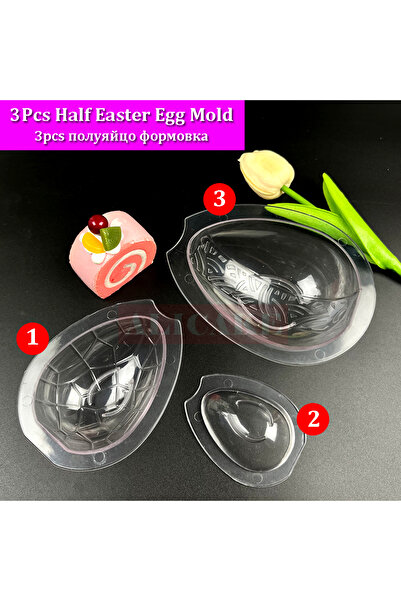 Choice 3-pieces Egg 3Pcs 3D Easter Egg Cholate Molds - Polycarbonate Bonb Can...
