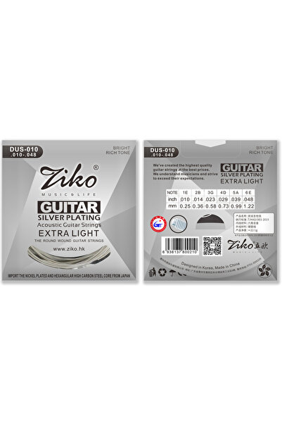 Choice5 أوتار جيتار صوتي DUS-010 من زيكو، مصنوعة من سبيكة سداسية من الفولاذ ا...