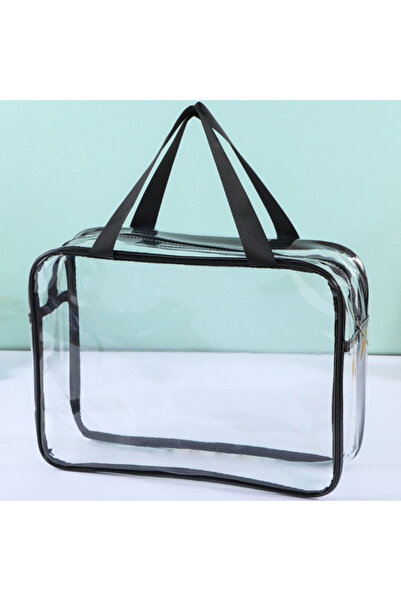 Choice حقيبة تخزين شفافة سوداء كبيرة الحجم، مقاومة للماء، مزودة بسحاب، مناسبة...