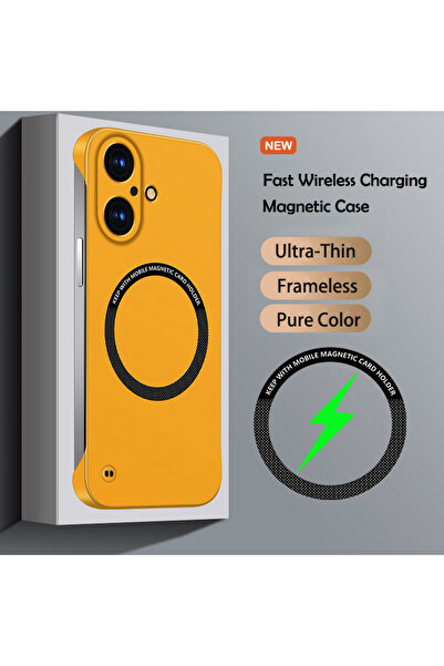 Choice13 غلاف هاتف فاخر فائق النحافة لون سادة إطار مغناطيسي بلون أصفر لهاتف i...