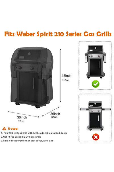 Choice غطاء شواء أسود مقاس 30 بوصة (67 × 77 × 110 سم) مناسب لشوايات ويبر سبير...