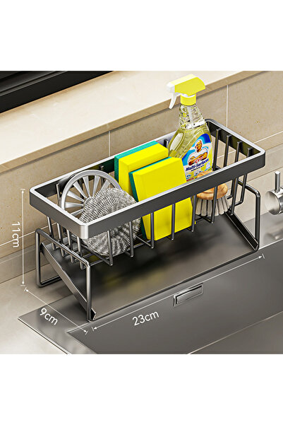 choice2 رف تخزين أدوات تنظيف الأحواض الرمادي، رف متعدد الوظائف من الفولاذ الم...