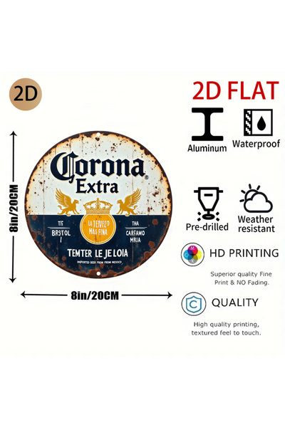 Choice لوحة معدنية ثنائية الأبعاد مسطحة متعددة الألوان بشعار بيرة كورونا إكست...