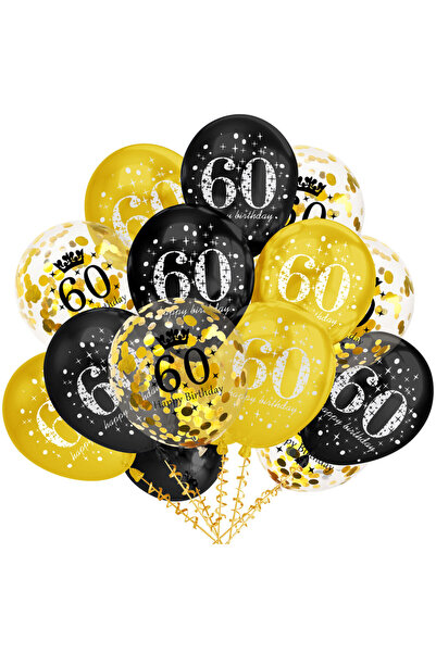 Choice17 12INCH 60 15pcs 12inch Gold Black 30 40 50 60 70 Years Old Latex Bal...