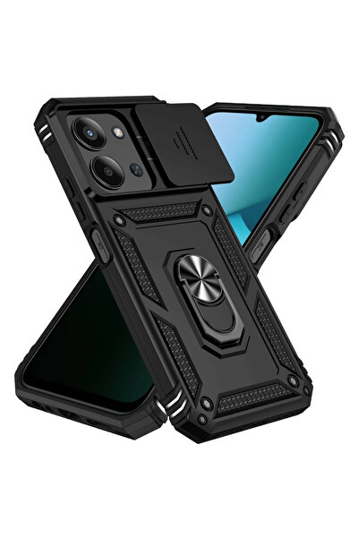 Choice4 جراب أسود لهاتف Redmi 15C، إصدار أوروبي 173 مم، مزود بحلقة تثبيت وغطا...