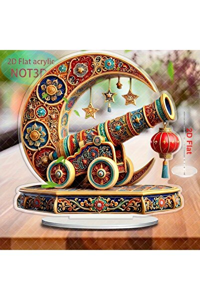 Choice مدفع رمضان، هلال جديد وقاعدة حزام مزخرفة من أكريليك - تصميم زهور ونجوم...