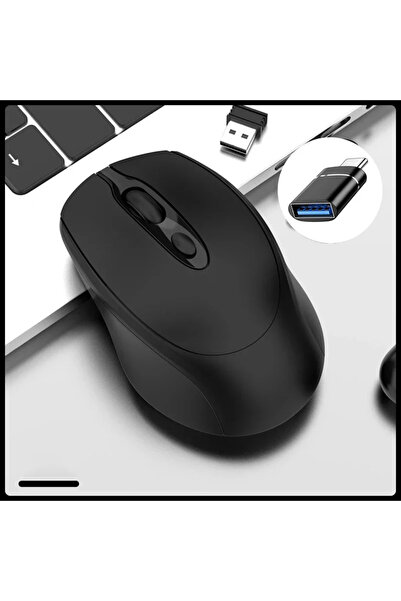 Choice6 ماوس كمبيوتر لاسلكي أسود قابل لإعادة الشحن بتقنية OTG، متوافق مع تقني...