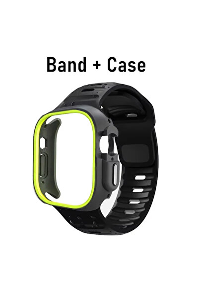 Choice جراب TPU أسود مع سوار سيليكون لساعات Ultra 3 مقاس 49 مم و42 مم و38 مم،...