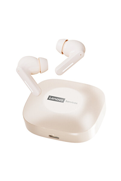 Choice3 سماعة أذن لاسلكية بلوتوث جديدة من لينوفو، لون بيج، طراز LE209، مزودة ...