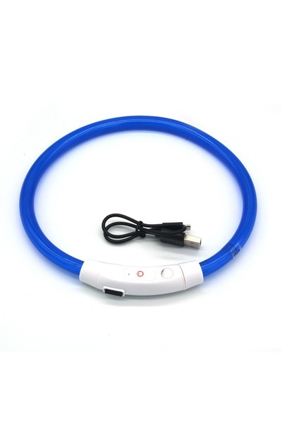 Choice13 L 70CM Blue USB Rechargeable Fiber Optic Collar Pet Dog LED Light Co...