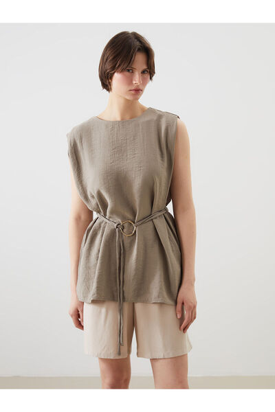 LC Waikiki Özmarka Νέα Σεζόν Μπλούζα με ζώνη και λαιμόκοψη ποδηλάτου