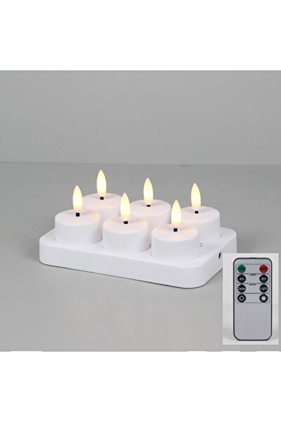 Choice ٦ شموع LED قابلة لإعادة الشحن مع جهاز تحكم عن بعد، مزودة بمؤقت، بدون ل...