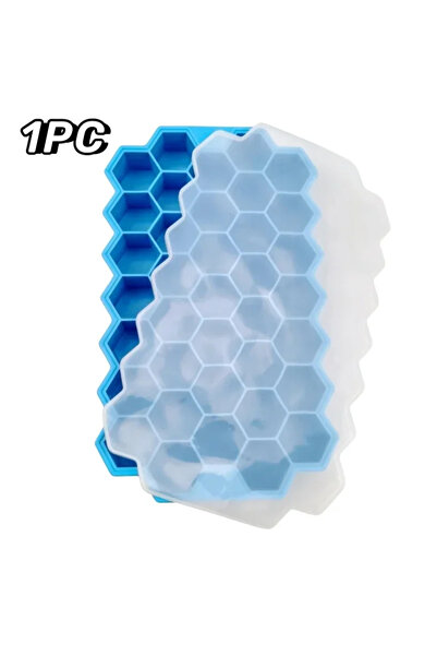Choice5 Blue-with-lid-1PC 37 Grid Ice Cube Trays Freezer with Lid Silicone fo...