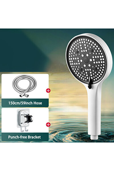 Choice3 طقم رأس دش عالي الضغط أبيض اللون، موفر للمياه، بخاخ مطري محمول باليد،...