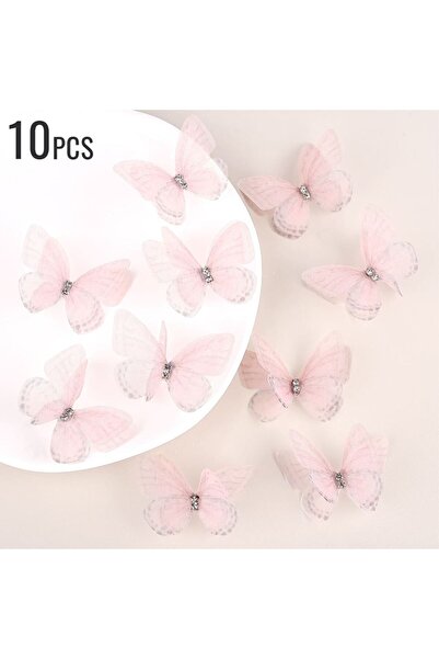 Choice16 ١٠ قطع من زينة الفراشات المصنوعة من قماش الأورجانزا المتدرج الألوان،...