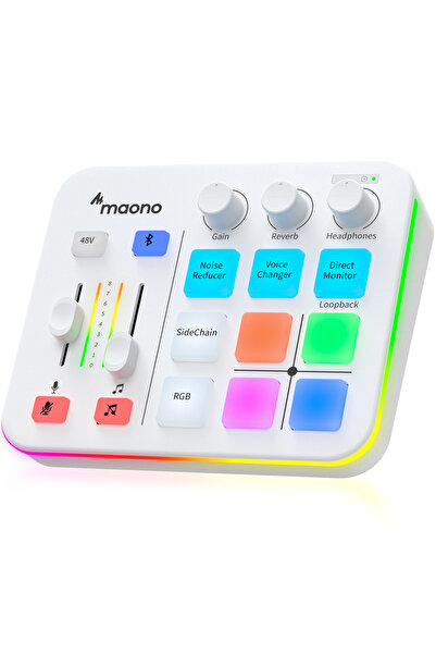 Choice1 G1 NEO White MAONO G1 NEO Gaming Audio Mixer,Custom Sound Effects RGB...