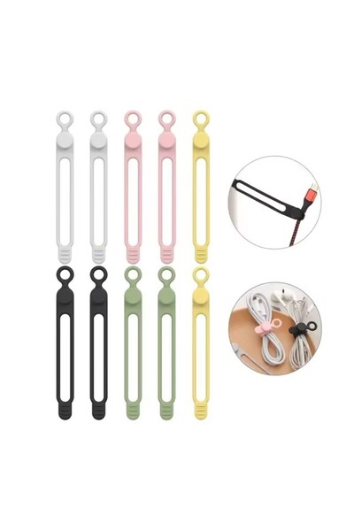 Choice8 Multicolor 10pcs Silicone Cable Ties,Cord Organizer,Cable Straps,Reus...