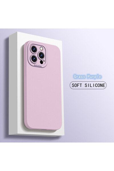 Choice غلاف هاتف حماية عدسة من السيليكون السائل بلون بنفسجي عشبي لهاتف iPhone...
