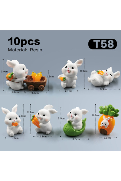 Choice3 10 قطع من تماثيل الأرانب البيضاء لعيد الفصح T58، على الطراز الياباني ...