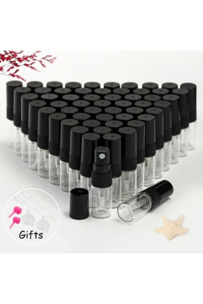 Choice3 زجاجة عطر زجاجية شفافة سعة 50 مل و2 مل، 50 قطعة، مع 6 ملحقات، زجاجة ر...