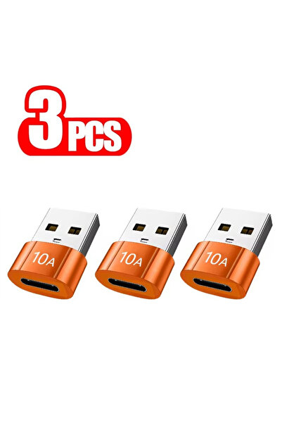 Choice1 3PCS - Orange 3 PCS 10A Type C to USB Adapter Fast Charging Data Tran...