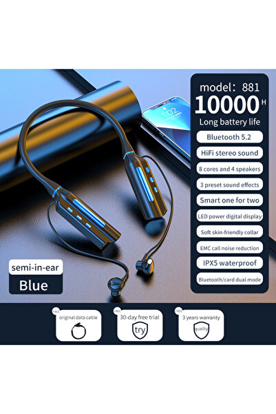 choice2 سماعات أذن لاسلكية بلوتوث شبه داخلية زرقاء اللون بسعة 10000 مللي أمبي...