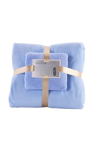 Choice 70x140cm 35X75CM Blue 2PC Bath Towels Set Super Soft Highly Absorbent ...