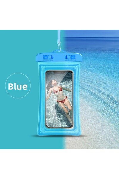 choice2 جراب هاتف أزرق شفاف مقاوم للماء من مادة PVC، مزود بشاشة لمس مضيئة، حق...