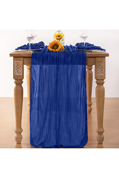 Choice12 90x180cm Royal Blue Royal Blue Table Runner Boho Rustic Gauze Cheese...