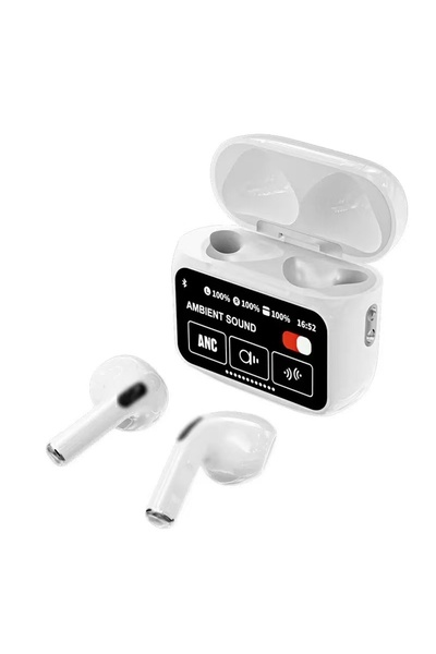 Choice سماعات أذن لاسلكية بيضاء بتقنية TWS، طراز A11 Pro، مزودة بشاشة LCD تعم...