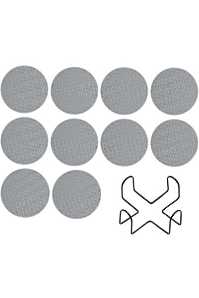 Choice5 مجموعة من 10 قواعد أكواب سيليكون رمادية اللون مع حامل، مناسبة لجميع أ...