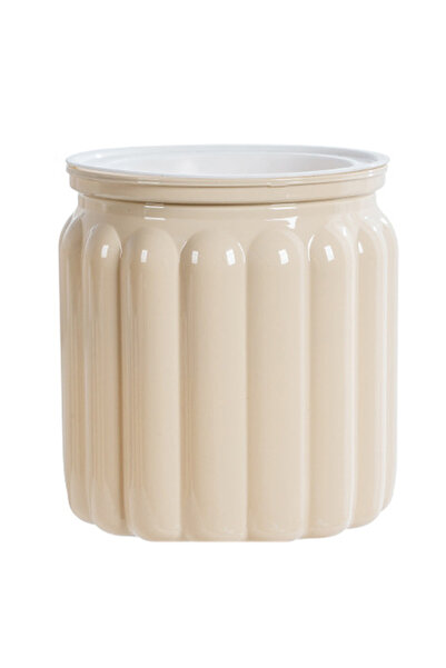 choice2 وعاء زهور أنيق ذاتي الري بلون شاي الحليب، تصميم عصري رقيق، مناسب للحديقة