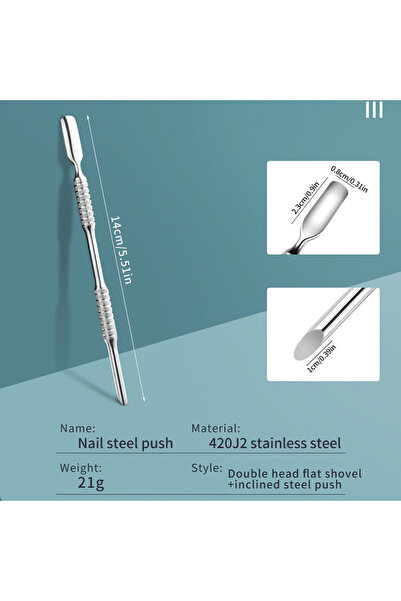 Choice 13 Manicure Professional Stainless Steel Cuticle Pusher With Textured ...
