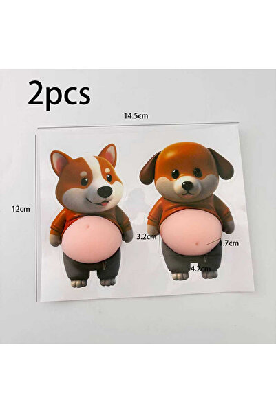 choice2 ملصقان مضادان للتصادم على شكل كلب سمين ذي بطن كبير، ملصق أمان للسيارة...