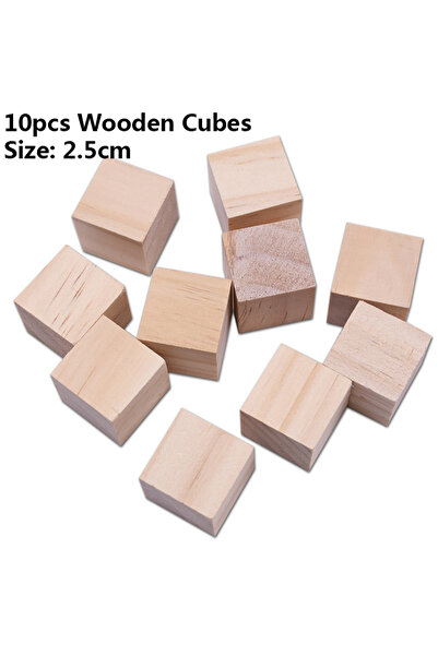 choice2 10pcs 2.5cm Cubes Unfinished Blank Mini DIY Wooden Square Blocks Wood...