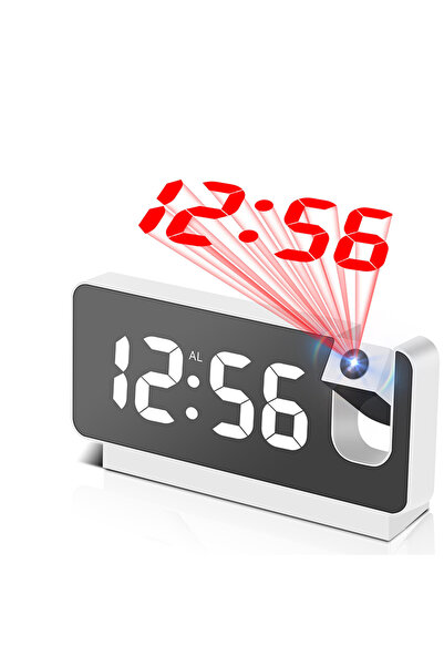 Choice1 WHITE Projection Alarm Clk LED Digital Clk Temperature Display Bedsid...