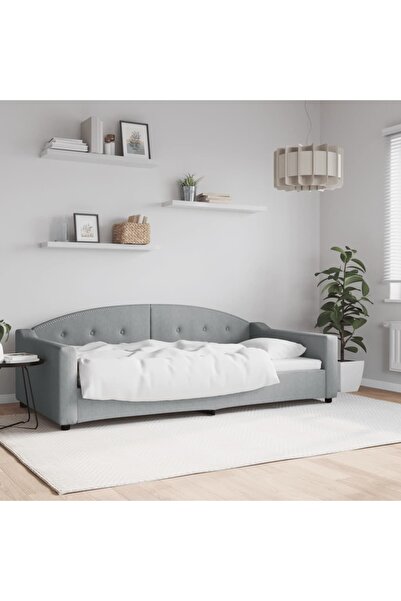 Concept Cadru de pat, gri deschis, 100 x 200 cm, material textil