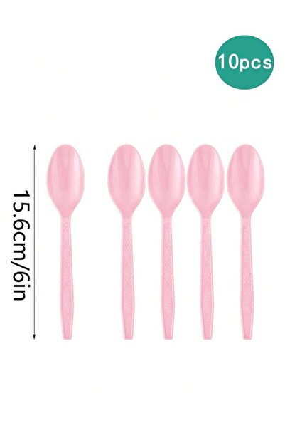 Choice7 10pcs Spoon New Solid Color Party Set Light Pink Disposable Tableware...