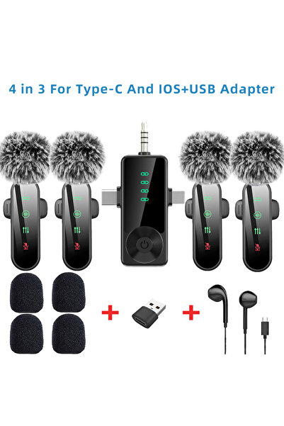 Choice12 ميكروفون لاسلكي صغير الحجم (1 في 4) مزود بخاصية إلغاء الضوضاء وواقي ...