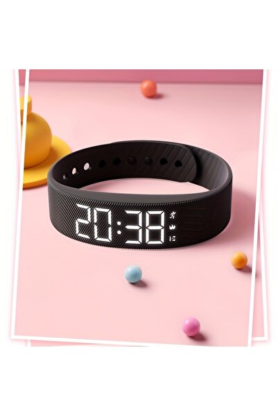 Choice ساعة ذكية سوداء للرجال والنساء، مزودة بعداد خطوات، سوار لياقة بدنية، ع...