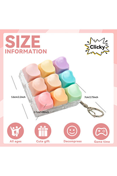 Choice أغطية مفاتيح كرتونية على شكل قلب بتسعة أزرار، لعبة لتخفيف التوتر، سلسل...