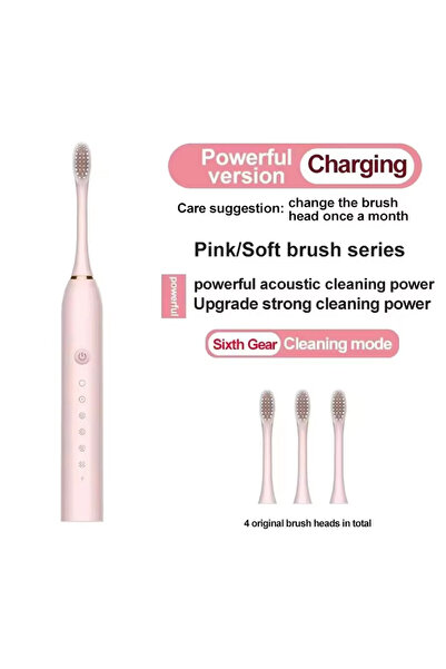 choice2 Pink Electric Ultrasonic Toothbrush Six Speed Mode Home Soft Hair USB...