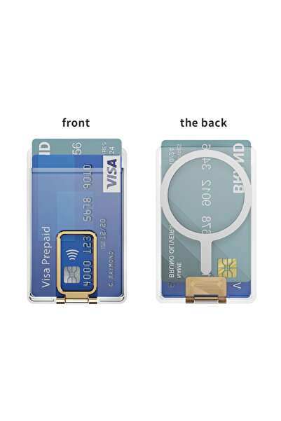 choice2 حامل مغناطيسي شفاف قوي ذهبي اللون محفظة بطاقات ماج سيف، حامل معدني شف...