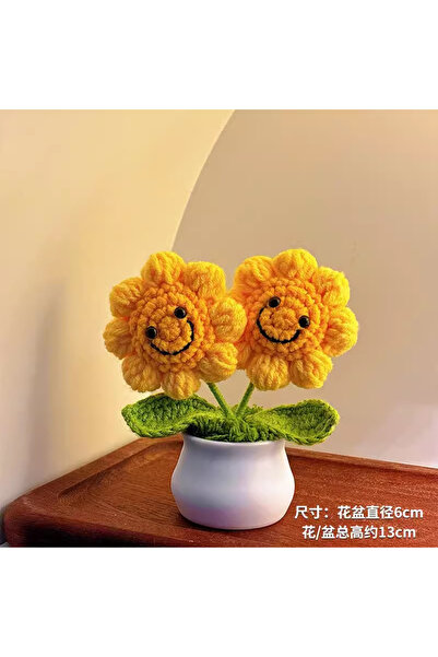 Choice4 Beige Sunflower Crochet Flowers Knitted Flower Graduation 2025 Weddin...
