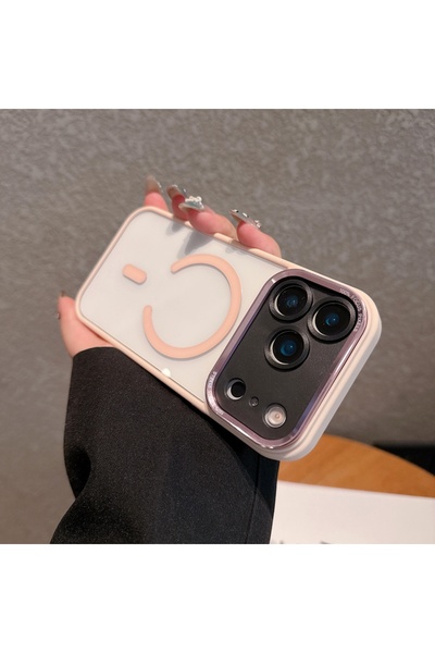 Choice41 جراب Magsafe فاخر شفاف باللون الوردي لهاتف iPhone 17 Pro Max، متوافق...
