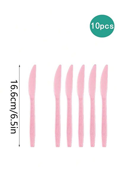Choice5 10pcs Knife New Solid Color Party Set Light Pink Disposable Tableware...